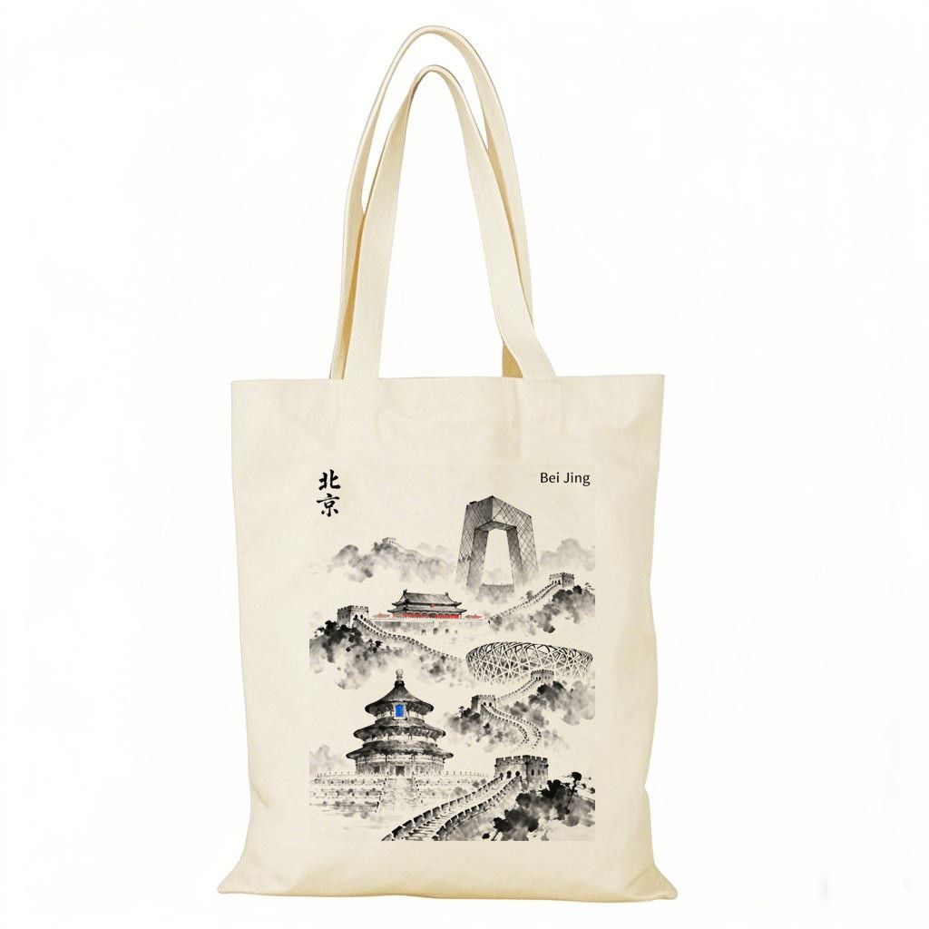 Bolsa de lienzo de Beijing, bolsa de lienzo de la ciudad, bolsas de lienzo para dibujar, bolsas de compras ecológicas de gran capacidad personalizadas