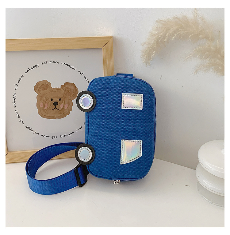 Niños Lienzo Color Sólido Lindo Hilo De Coser Cuadrado Cremallera Bolsas De Hombro display picture 30