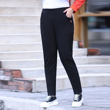 2025冬季新款大码女装200斤胖mm休闲直筒裤黑色弹力松紧腰小脚裤