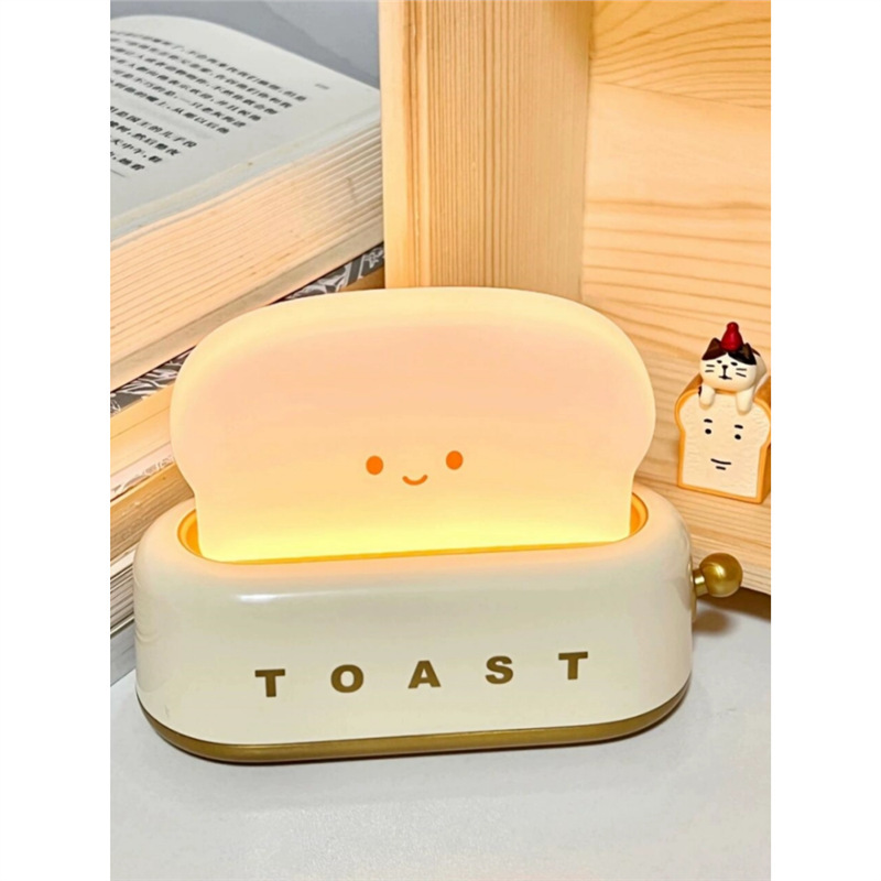 토스트 나이트 라이트 귀여운 빵 테이블 램프 침실 침실 분위기 램프 잠자는 램프 기숙사 침실 램프 장식 장식품