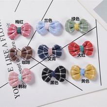 韩国服装发饰头饰辅料布艺蝴蝶结造型配件批发 小号棉格子结