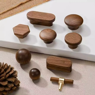 黑胡桃实木圆球橱柜拉手木质手工DIY散珠配件圆珠打孔木制品圆珠