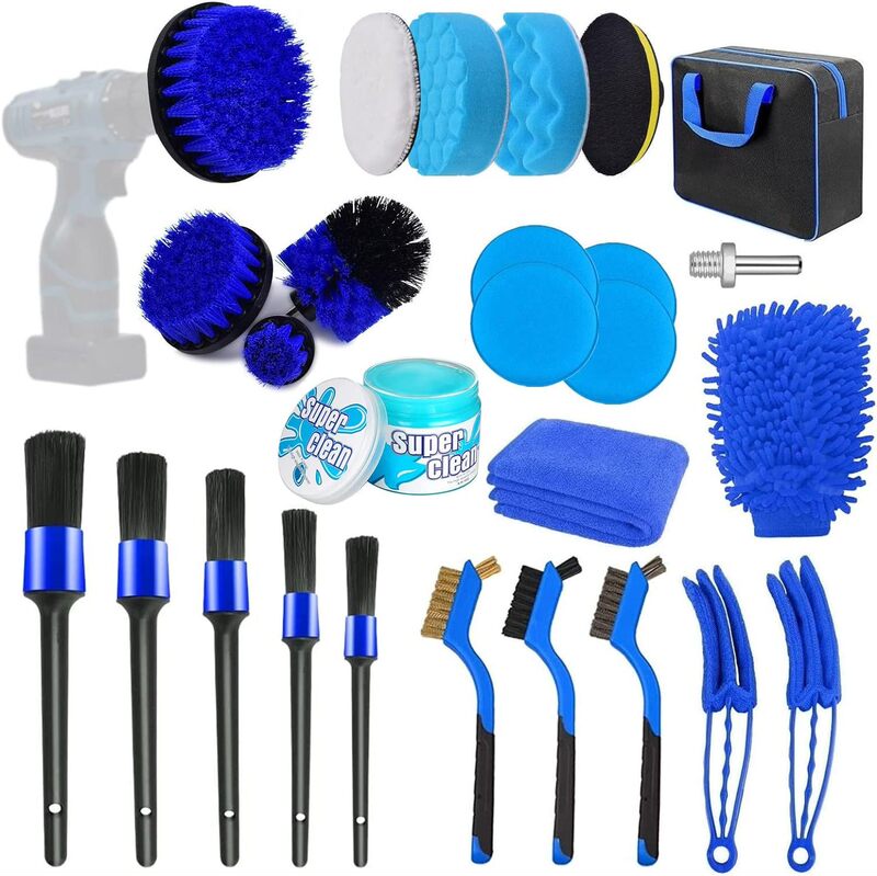 Cross-border explosions 27-piece car wash cleaning brush suit car interior cleaning electric drill brush head details brush Cross-border explosions 27-piece car wash cleaning brush suit car interior cleaning electric drill brush head details brush
