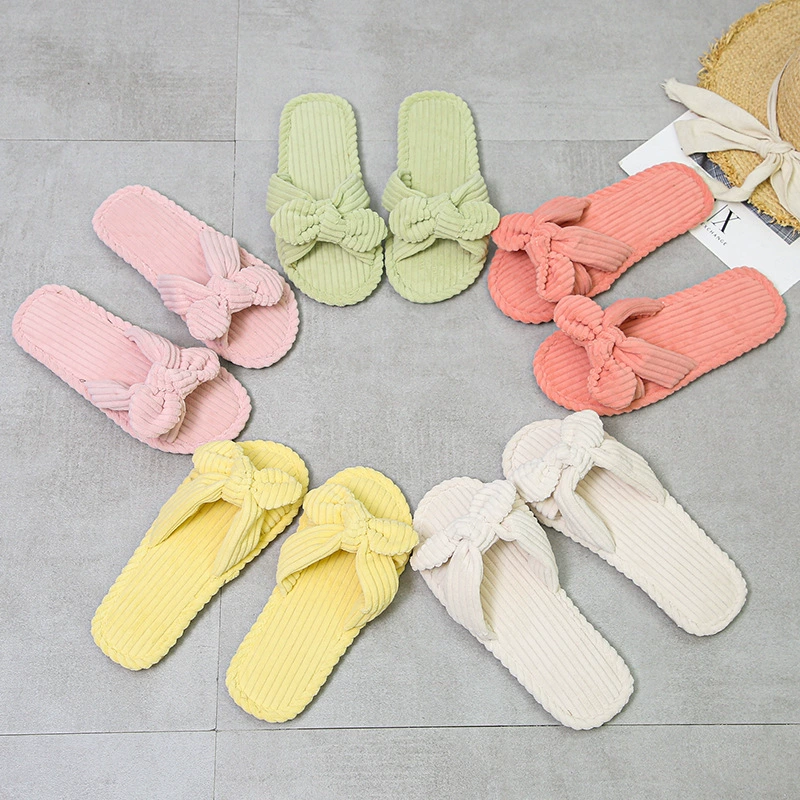 Осенне-зимние плюшевые тапочки новые домашние хлопковые тапочки с бантом для отдыха в помещении Европа и США пересекают границу на складе швейная фабрика обуви