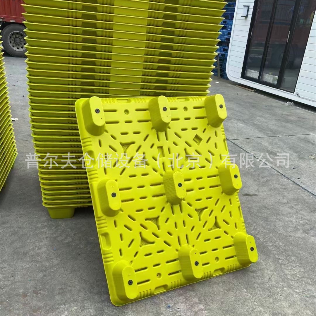现货吹塑九脚托盘物流仓库塑料托盘工厂防潮垫板周转叉车板栈板