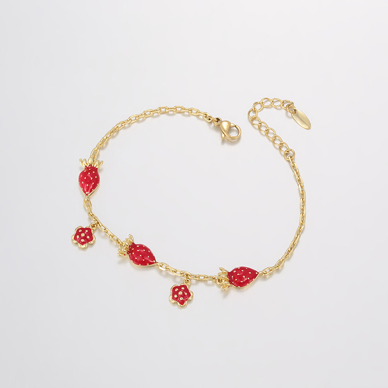 Xuping serie de goteo lindo viento pulsera de flores de fresa aleación de cobre chapado 14k Europa y América joyas transfronterizas al por mayor