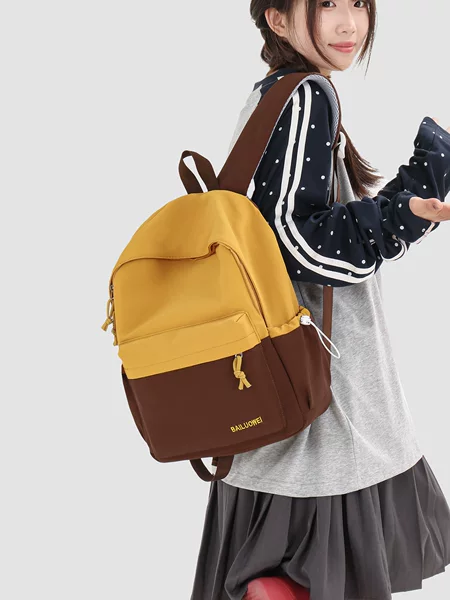 Wholesale lightweight dopamine color-blocking women's backpack, contrasting color nylon backpack, large-capacity women's hiking and mountaineering bag