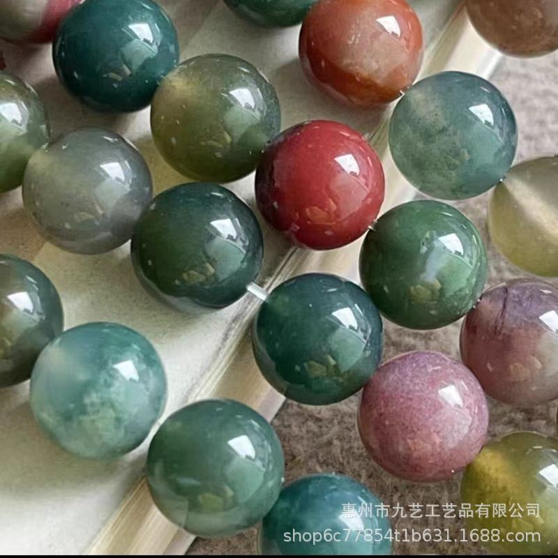 Natural de alta calidad de agua de hielo plantas de ágata cuentas redondas hierba verde ágata Calcedonia cuentas sueltas semi-acabado DIY pulsera de la joyería