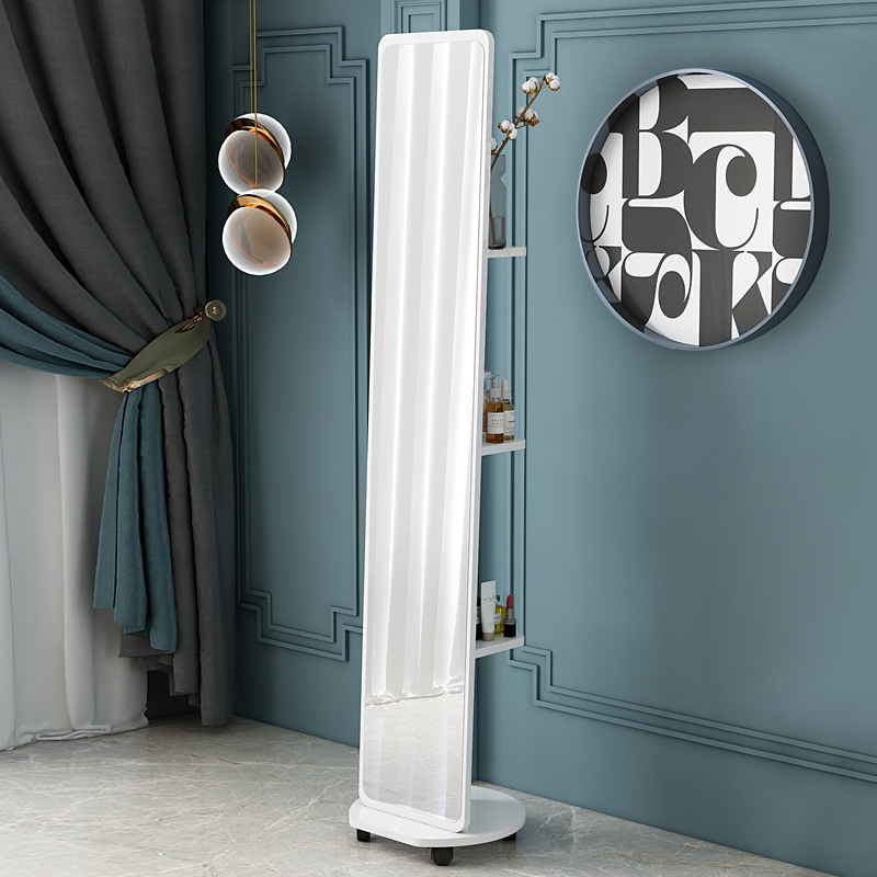 Espejo de cuerpo entero, espejo de piso para vestir, espejo de probador de dormitorio doméstico para niñas, espejo grande tridimensional móvil giratorio de viento