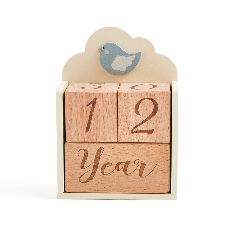 Nuevo estilo transfronterizo de educación temprana para bebés, conmemoración del crecimiento, fotografía, bloques de madera, accesorios, decoración, registro de cumpleaños, hito fotográfico