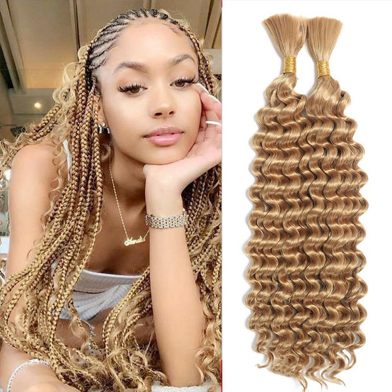 Cross-Border European and American Wigs, Chemical Fiber Hair Bundles, Crochet Hair Handles, Women's Seamless Hair Extensions, Deep Curly Wavy Hair, Foreign Trade Hair Extensions