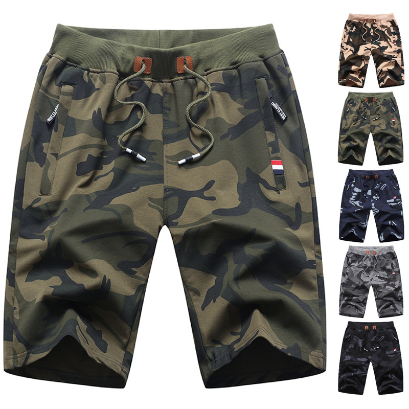 Summer Camouflage Cotton Knit Shorts, Plus-Size Sports Shorts, Beach Shorts, Casual Pants for Men, Versatile Casual Wear Summer Camouflage Cotton Knit Shorts, Plus-Size Sports Shorts, Beach Shorts, Casual Pants for Men, Versatile Casual Wear