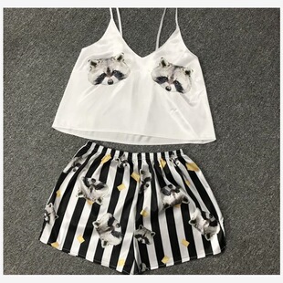 Summer New Print Camisole Shorts Pajama Sets�ļ�ӡ�����w���b