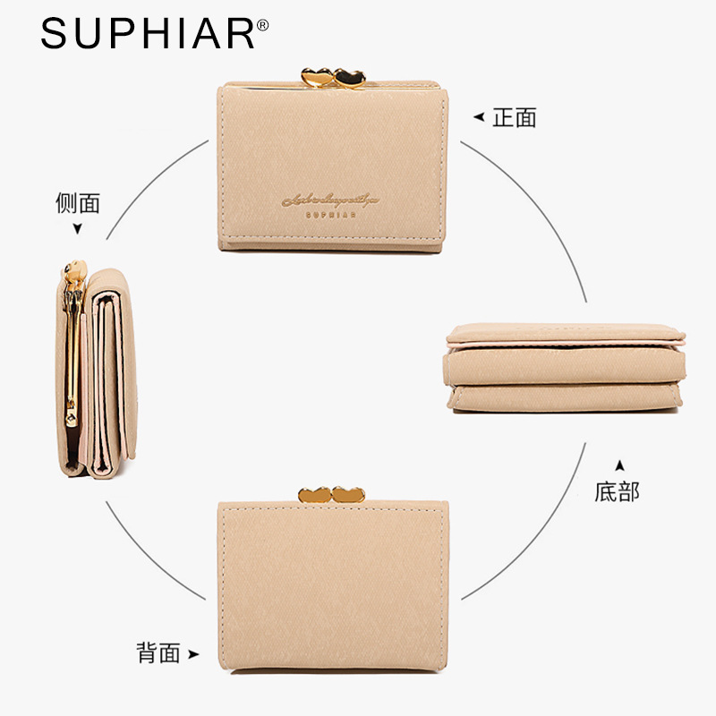 Nuevo multifuncional pu billetera de damas pequeña billetera de tres plegables bolsa de cambio de gran capacidad billetera de damas tela de algodón de alta calidad