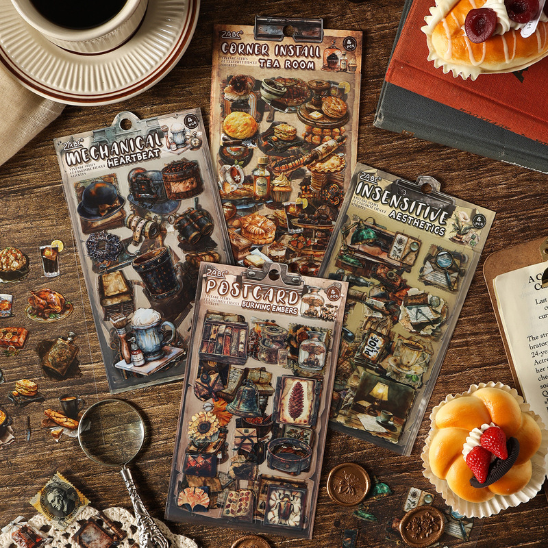 Yuezhen Pet Flat Stickers Vintage Old Objects Series Retro Style Handbook Stickers Kidsren's Cartoon Decorative Stickers