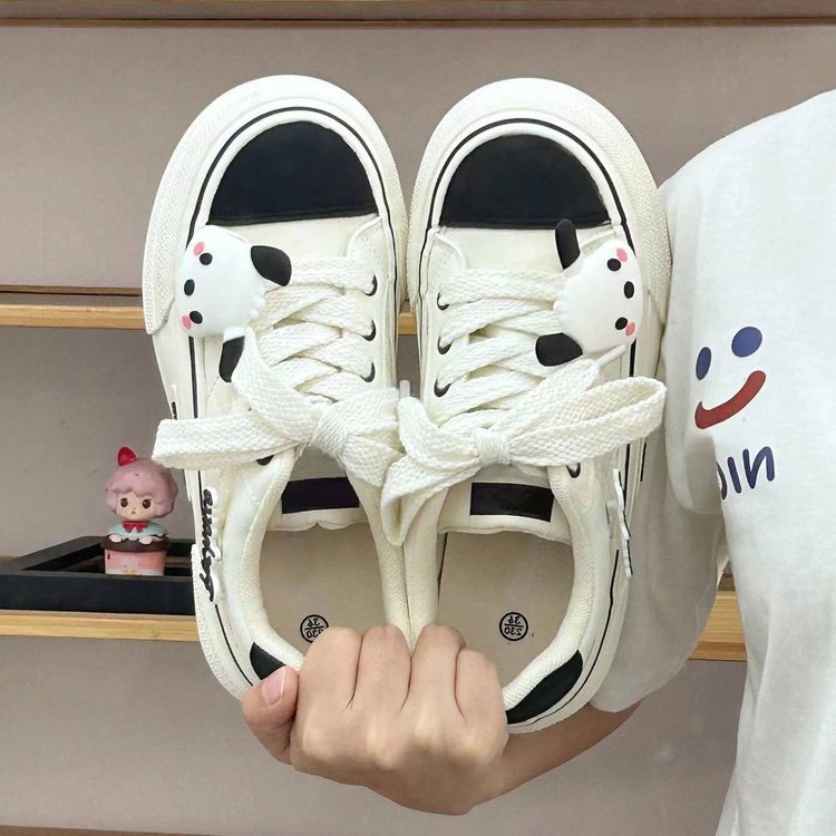 2024 Nuove scarpe bianche crema primaverili e autunnali per donne e cani, scarpe di tela colorate traspiranti versatili, scarpe casual alla moda per biscotti_voghion.com