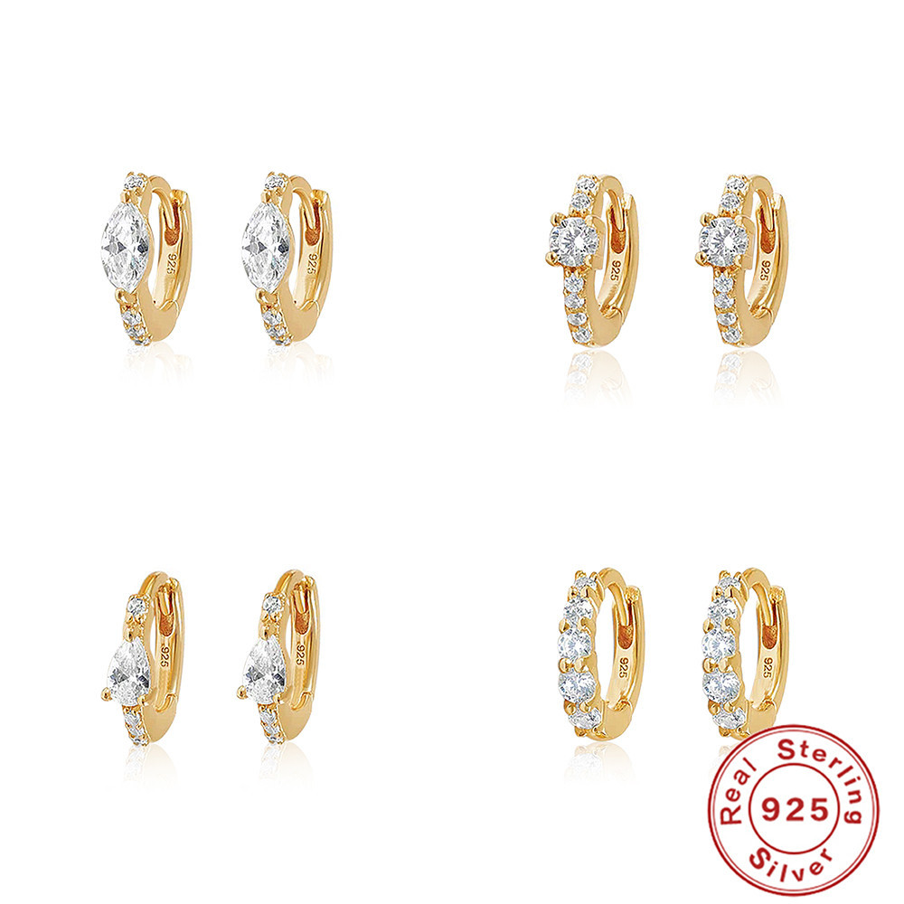 Luxurious Diamond senior Backing circle fashion Hoop Earrings Earrings Backing S925 Sterling Silver
