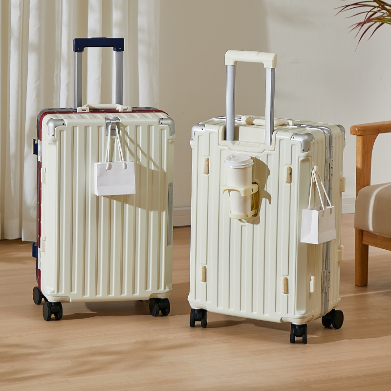 Maleta de gran capacidad con marco de aluminio, maleta con ruedas a juego de color, maleta de aviación, maleta gruesa, rueda universal, duradera
