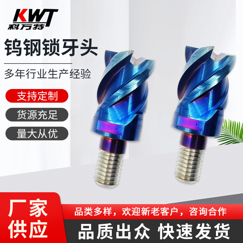 钨钢锁牙头 HRC65°高硬度钨钢锁牙头 锁牙式立铣钨钢刀头HRC65°