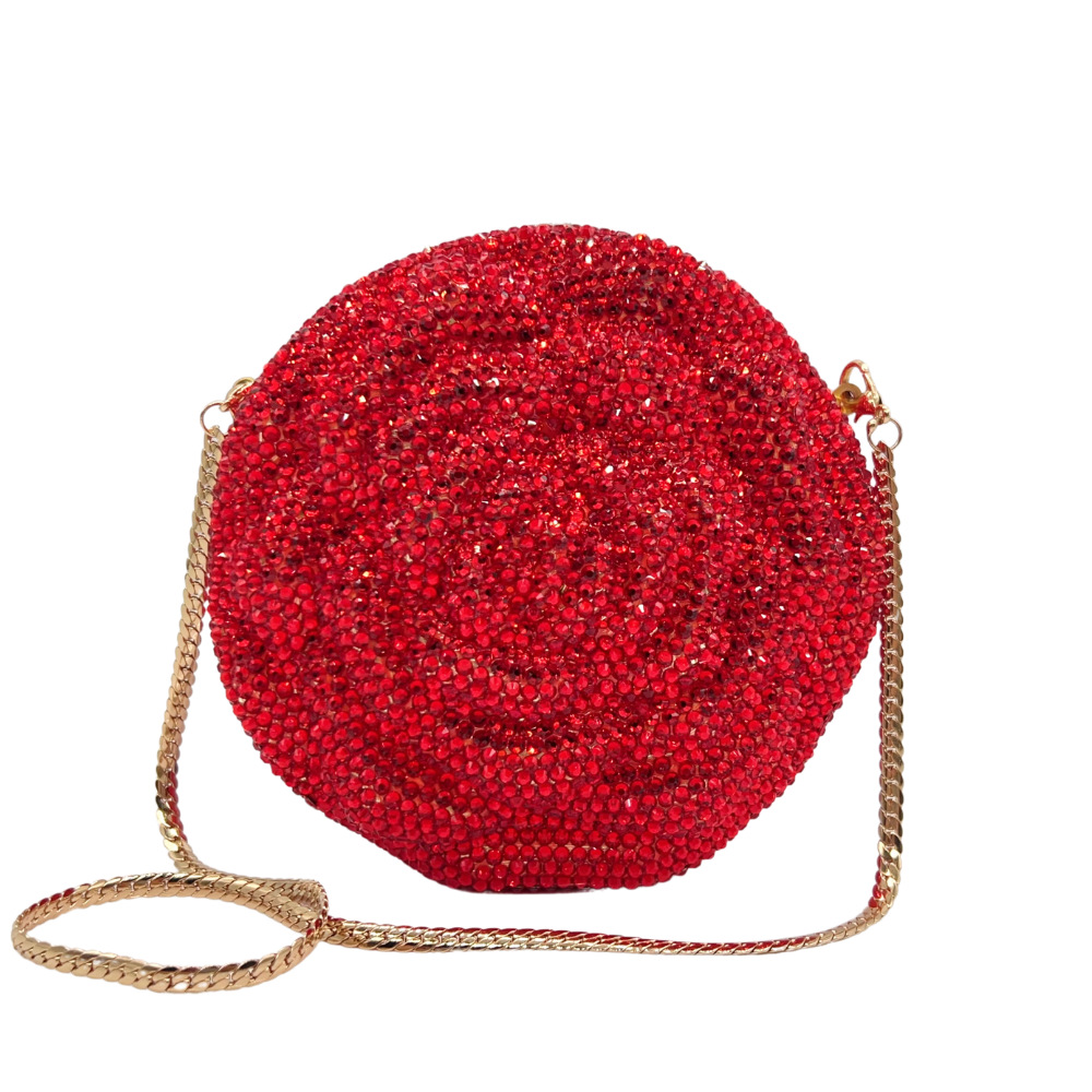 * flores redondas bolsas de diamante de banquete transfronterizas bolsas de diamante de fondo plano bolsas de diamante de banquete flores de mano bolsas de mujer bolsa de embrague