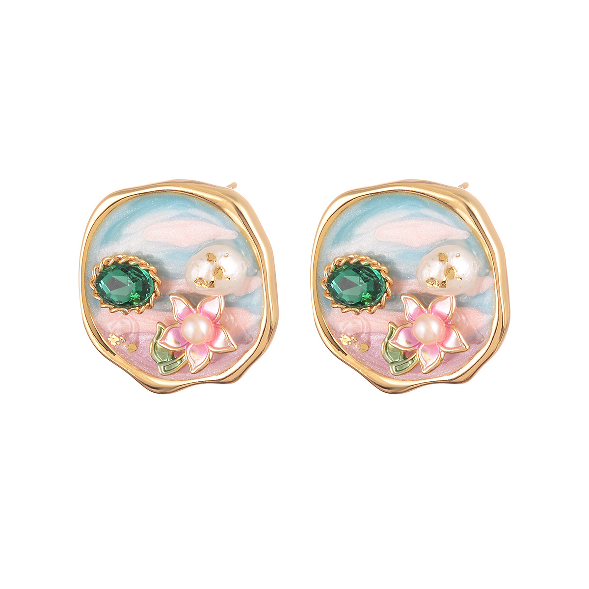 1 Par Retro Flor Enchapado Metal Pendientes De Gota Pendientes display picture 2