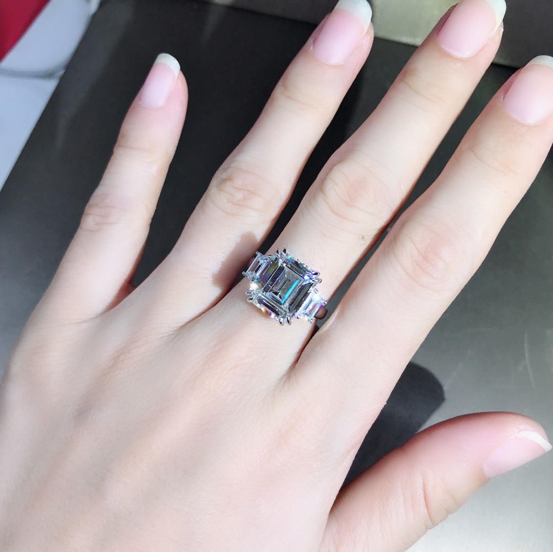 5 quilates VVS grado 3EX importado anillo de diamante de alto carbono plata esterlina de cinco capas de espesor anillo galvanizado platino