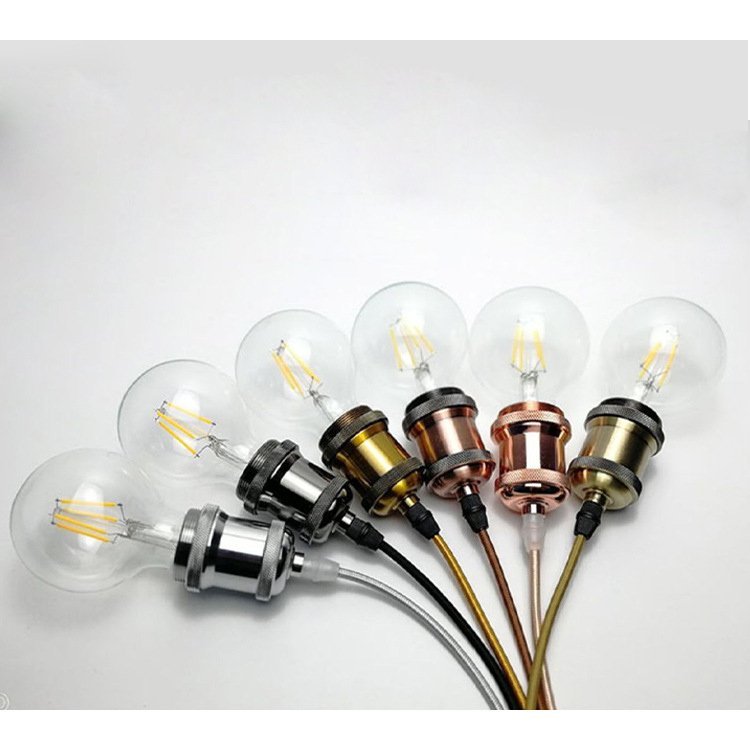 Venta directa de fábrica de portalámparas antiguas retro con cable colgante portalámparas de aluminio colgante E27 con puerto de tornillo grande con lámpara de araña de alambre