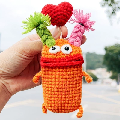 case for women – Car key bag - carrot-mandarin-duck-braid-universal-99-carfinished-product