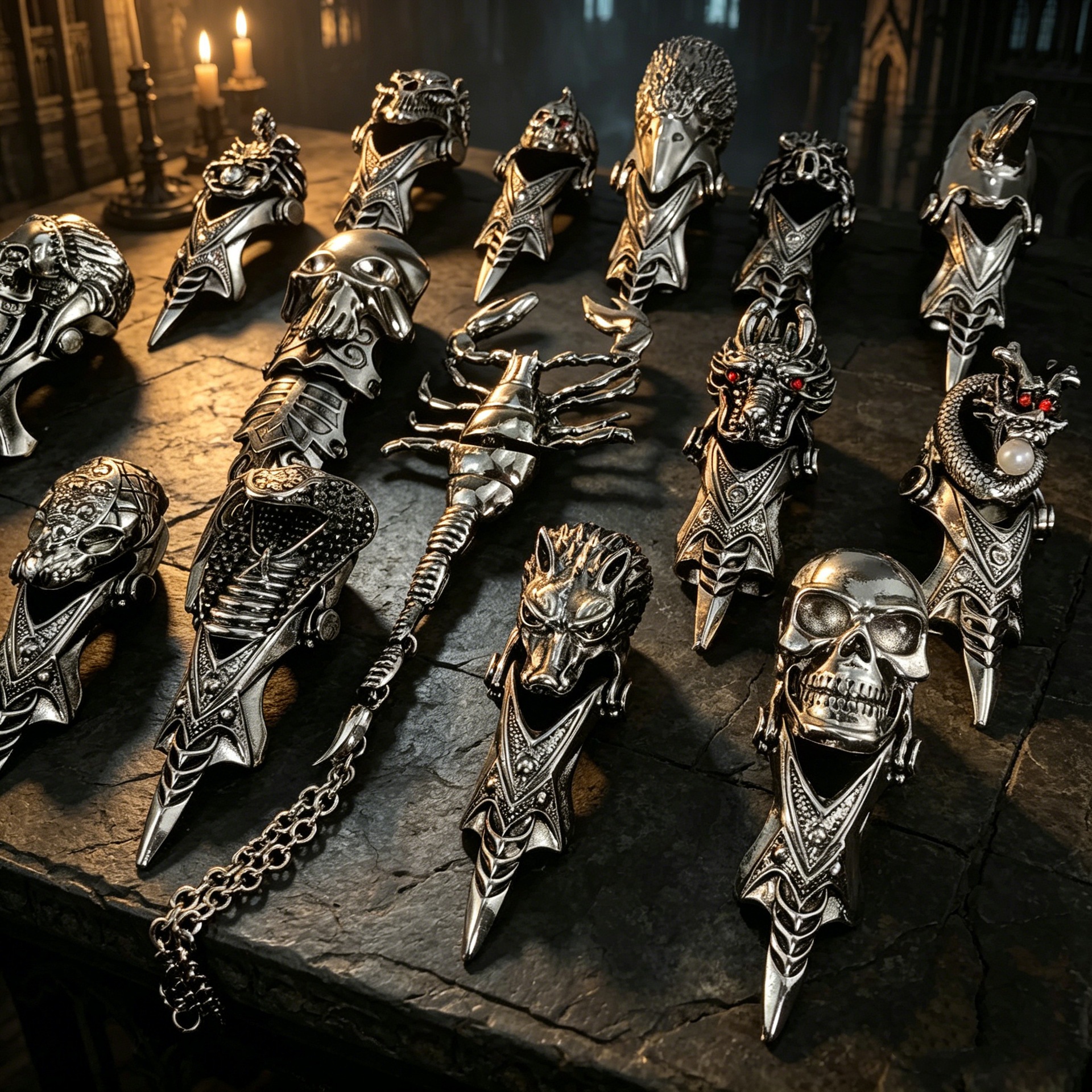 Factory Supply Amazon Aggressive Faucet 10 Ring Joint Bendable Ring Men's Fashion Skull Ring