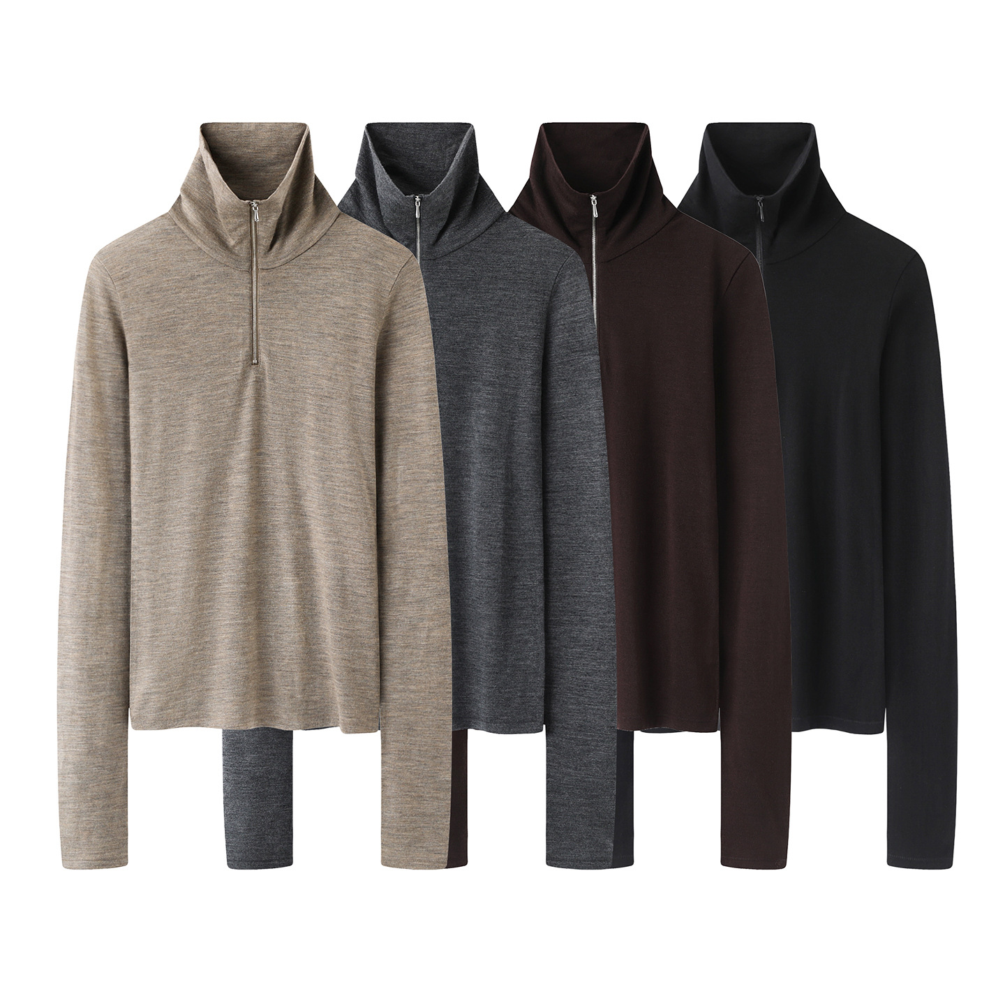 现货2025秋新品简约风修身高领长袖T恤小上衣5P9115260