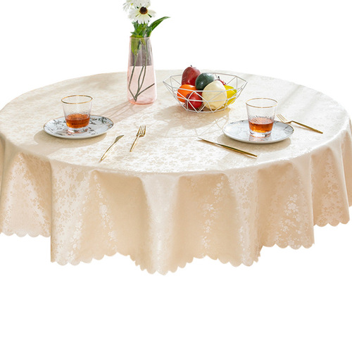 European-style tablecloth waterproof, oil-proof, anti-scalding fabric, no-wash hotel restaurant home round large round table tablecloth