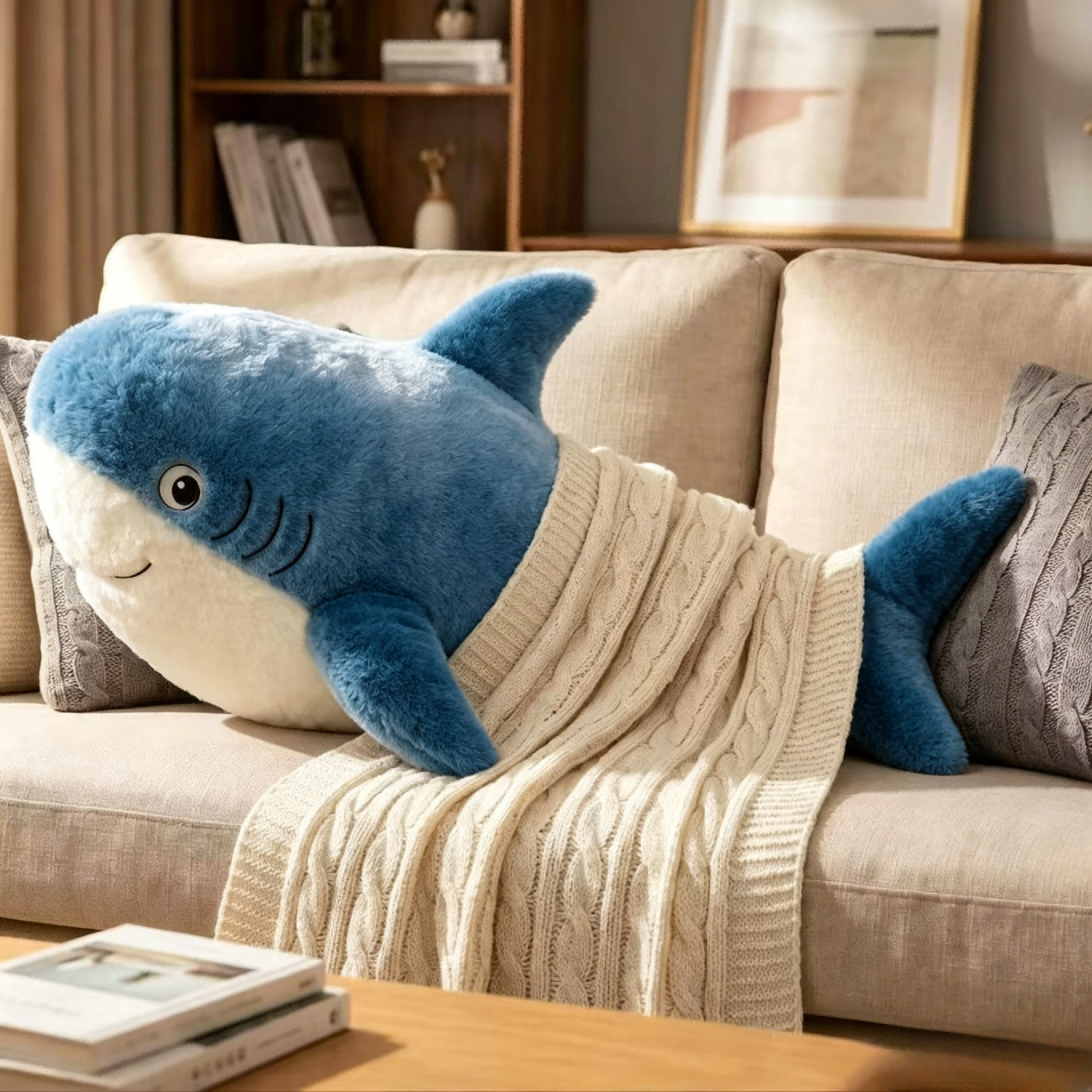 Ocean Series Big Shark Plush Toy, Dolphin Stuffed Doll, Wholesale Plush Toys, Large Sleeping Pillow, Foreign Trade Factory
