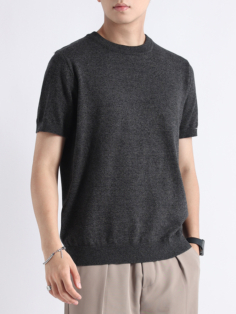 Camiseta de gama alta, suéter de manga corta, lujo ligero, sentido de alta gama 2025 nueva camiseta casual de todo fósforo, top de media manga para hombres y hombres