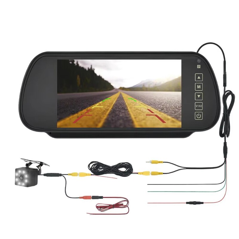 Cross-Border Hot-Selling High-Definition 2-Channel Av Waterproof In-Stock Camera for Universal Car Use 7inch Car-Mounted Lcd High-Definition Screen
