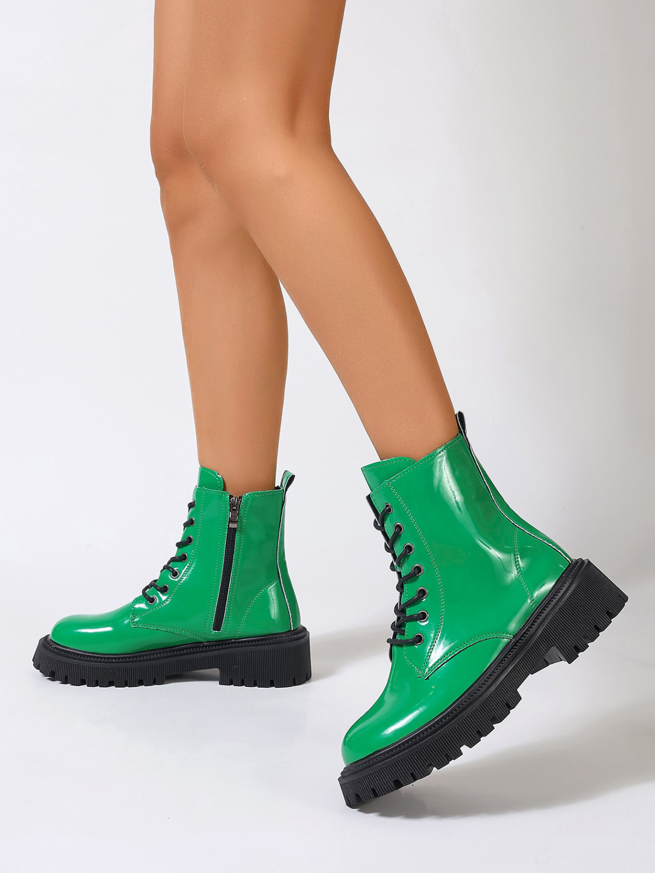 plus Size Lace-Up British Style Retro Martin Boots mid Heel Ankle Winter Cowboy Boots for Women_vogvips.com