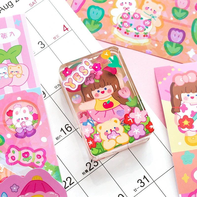 Сообщение Qunxingyun Набор наклеек Dream Sticker Cute Girl Flash Mulk Card Handbook Decoration Patching 8 штук и 4 модели