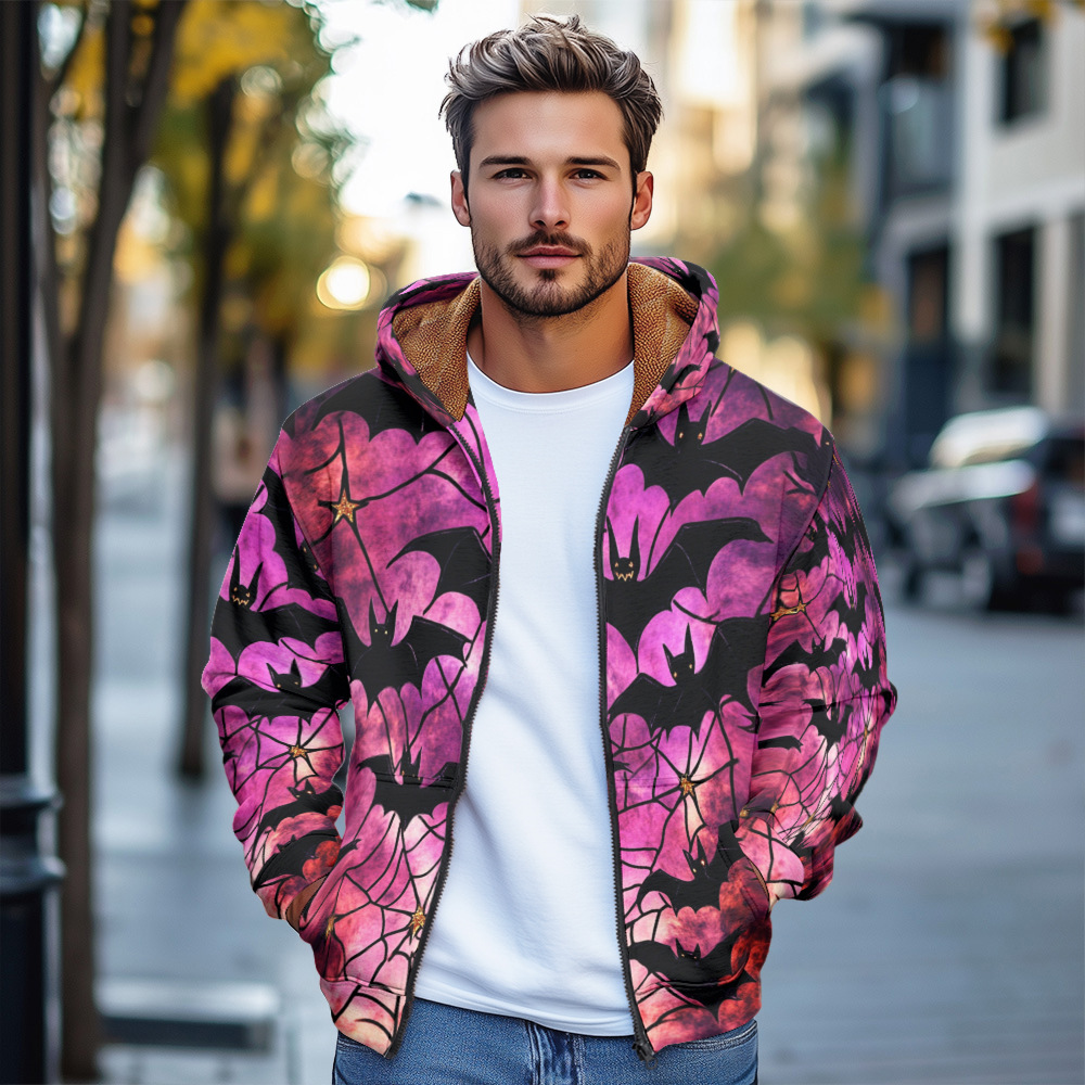 Cardigan con cappuccio da uomo con zip per inverno_voghion.com