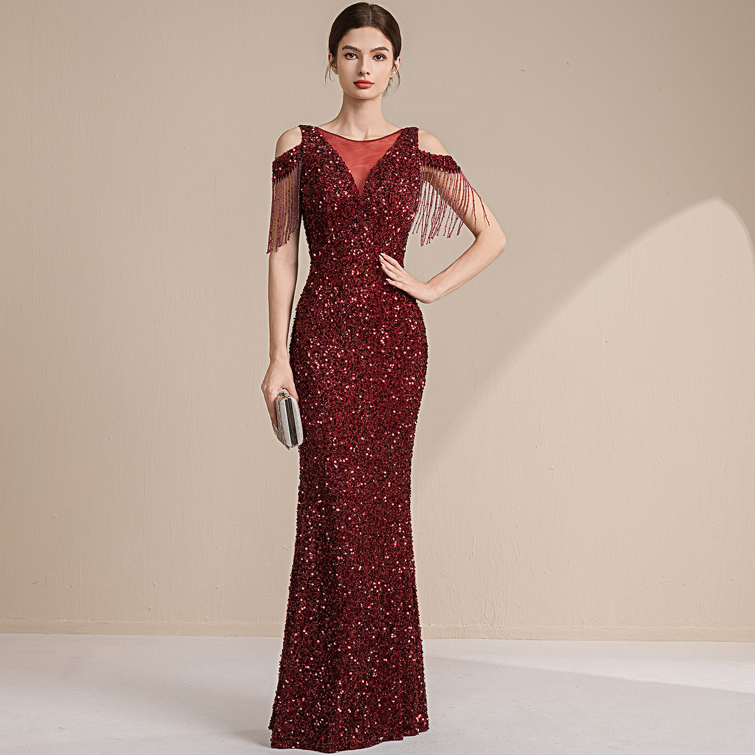 Evening Dress Female Bride Wedding Banquet Toast Dress Temperament Celebrity Dinner Slim-fit Slim-fit Fishtail Dress