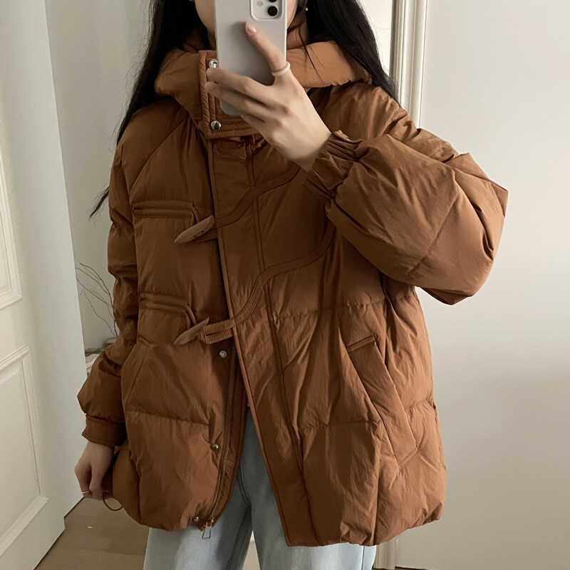 2024 Winter New Korean Style Loose White Duck Down Hooded Thickened Down Jacket Women's Mid-length Casual All-match Coat Trendy 2024 Winter New Korean Style Loose White Duck Down Hooded Thickened Down Jacket Women's Mid-length Casual All-match Coat Trendy