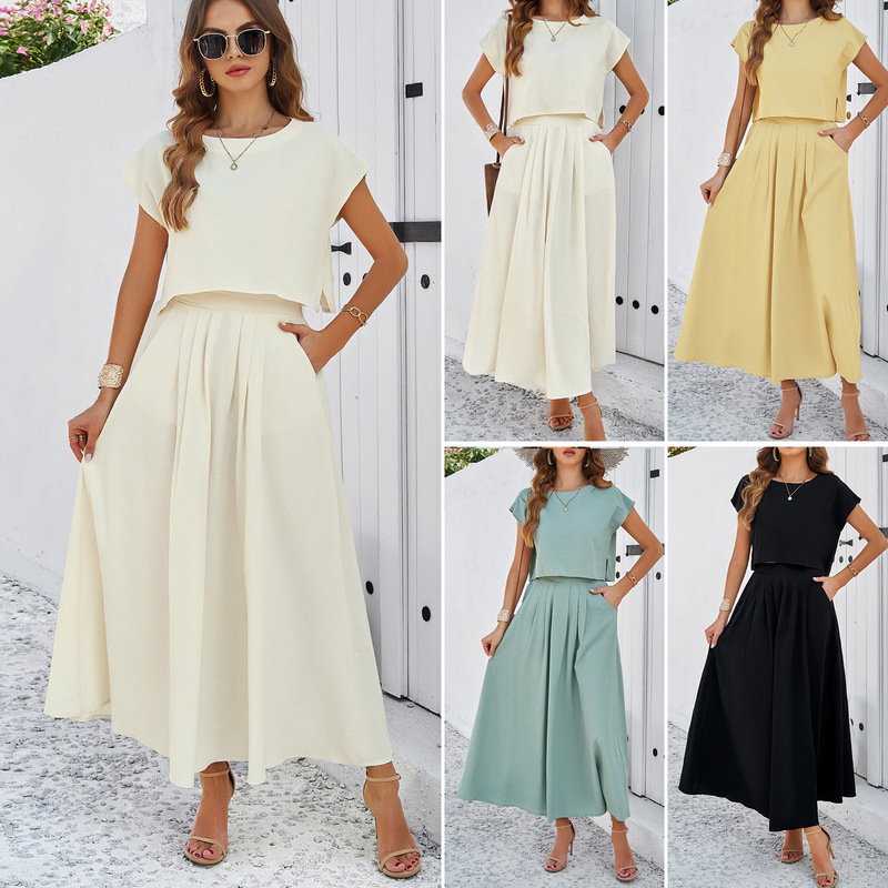 Cross-border Women's Clothing Amazon Europe and America 2024 Spring/Summer Elegant Casual Solid Color Sleeveless Vest Top Dress suit