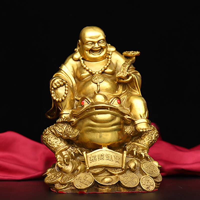 黄铜金蟾摆件黄铜弥勒佛弥勒佛骑金蟾黄铜金蝉弥勒佛家居办公摆件