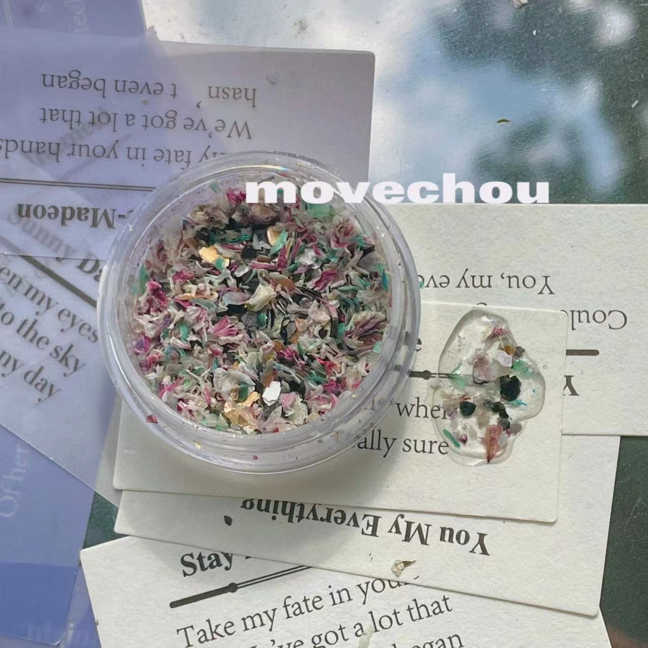 Korean Style ins Niche Fire Paint Manicure High-end Atmosphere Terrazzo Material Glue Flat Replacement Dried Flower Rock Piece Jewelry
