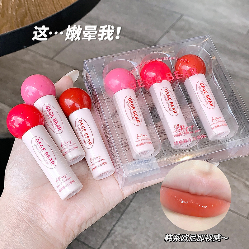 Gege bear lollipop esmalte de labios de agua brillante caja de esmalte de labios natural coreano para estudiantes baratos esmalte de labios humectantes image 1