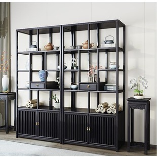 Display Cabinet Solid Wood Antique Bogu Rack Duobao Pavilion Chinese Bookshelf Office Shop Partition Rack Tea Cabinet Ornament Rack