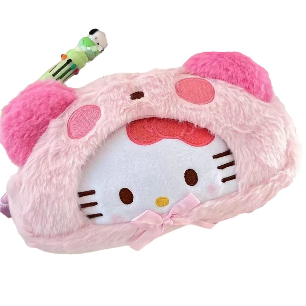 Felpa linda serie Sanrio nuevo perro Yugui Kulomi bolsa de papelería de gran capacidad bolsa de lápices bolsa de almacenamiento para estudiantes