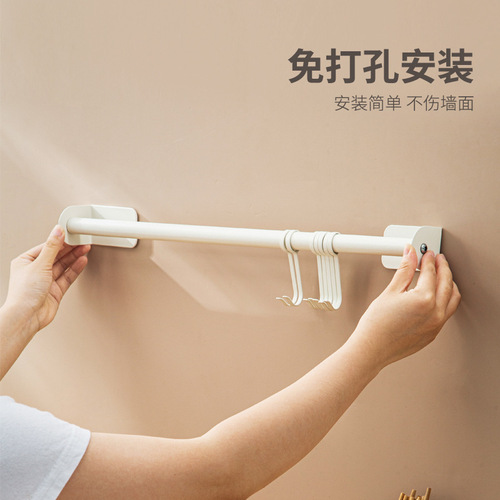 Kitchen punch-free hook rack wall hanging wall rod storage rack kitchen utensil rack spoon shovel storage rack