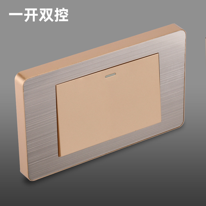 Panel de enchufe de metal estándar estadounidense de acero inoxidable dibujado oro tres agujeros Taiwan conmutador USB suministro directo de fabricantes de enchufes