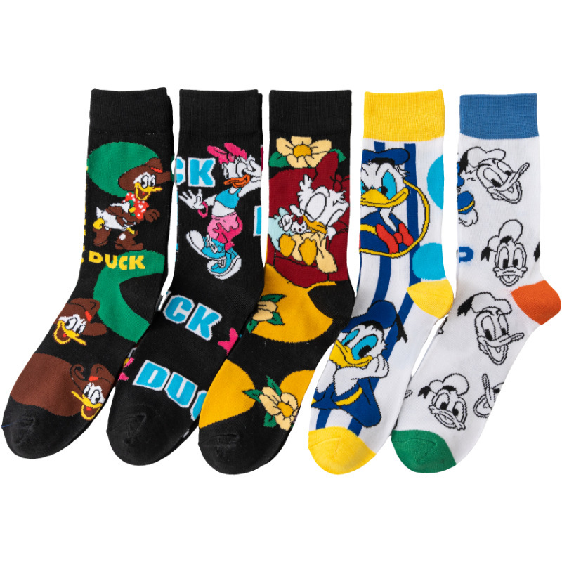 Socks rice men's cotton mouse Tang factory ins wholesale women's tube old duck four seasons animation socks cross-border tube socks