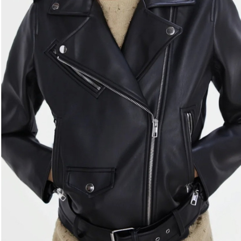 Saw Aliexpress Independent Station Retro Elegant Women's 2025 Spring New Motorcycle Jacket Leather Jacket Top for Women Saw Aliexpress Independent Station Retro Elegant Women's 2025 Spring New Motorcycle Jacket Leather Jacket Top for Women