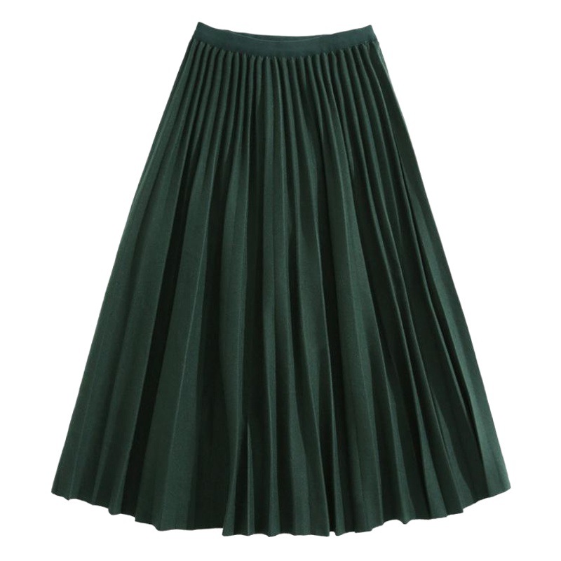和風通勤婦人服2025秋冬新作万能プリーツスカートニットプリーツハイウエスト痩身スカート